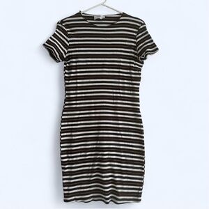 Zara Black & White Striped Short Sleeve t-shirt Mini Dress